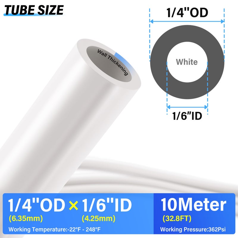 TAILONZ PNEUMATIC Air Line 1/4 inch od Pneumatic Nylon Tube 32.8ft Air Brake Tubing Nylon Hose Kit - Image 2